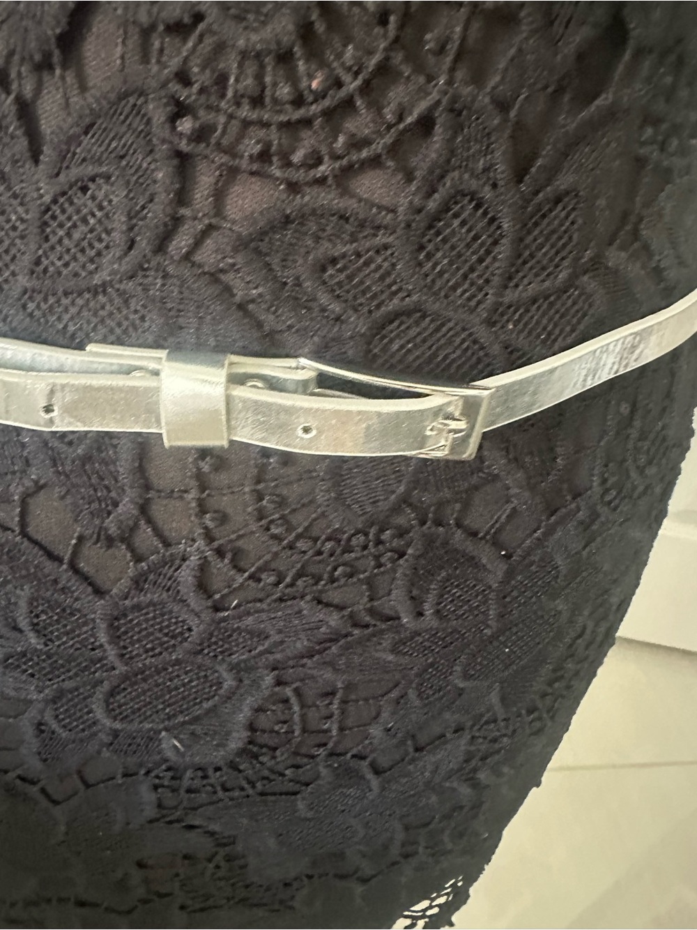 Slim Metallic Silver Women's Belt with Polished Buckle